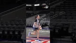 Rebecca Allen hits from half court at shoot around