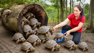 $100/1 turtle, Harvesting Giant Stone Turtles go to market sell, Female hunter gets rich from nature