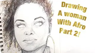 Speed drawing a woman with Afro hair and braids