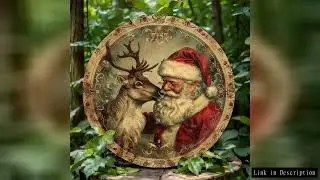 1 pieces, country Santa Claus and reindeer wooden signs can be hung directly with ropes, 8x 8 inches
