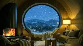 Cozy Winter Cabin Ambience ❄️🔥 Fireplace, Falling Snow & Relaxing Jazz Music for Sleep, Study