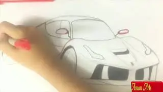 Realistic car drawing - Drawing a Ferrari LaFerrari