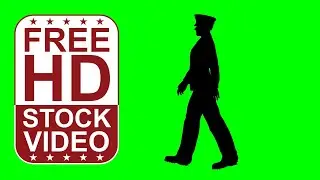 Free Stock Videos &ndash; policeman silhouette walking on green screen side view 3D animation