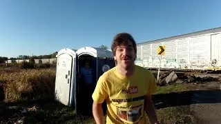 Quacky Louie Gives MillenniumForce porta potty Earthquake