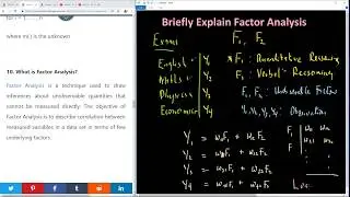 Question 10 - What is Factor Analysis in Data Science
