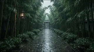 3H Bamboo Alley Rain Sounds | Ancient Chinese Path + Gentle Rain for Deep Sleep