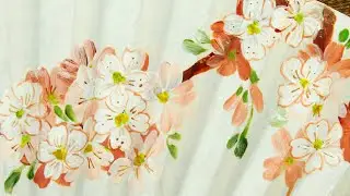 Hand fan painting design | Cherry Blossom with acrylic