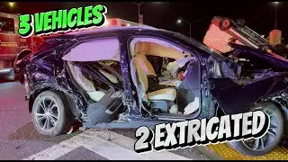Extrication, Two Seriously Injured when Three Vehicles Collide on Hillcrest Avenue. 2 Hospitalized.