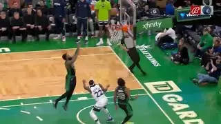 Marcus Smart throws it off the glass and Jaylen Brown slams it!