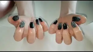 Galaxy holo flakes on Black Nails