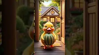 The little duck bought cantaloupe for his little master to eat!  #littleyellowduck #cutelittleduck