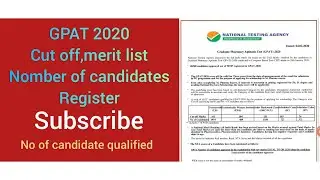 GPAT 2020 result,cut off,nomber of candidates appeared,no of candidates qualified