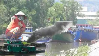 tàu kéo giải cứu xà lan mắt cạn hàng dài không chút sông lò gạch #mientaytv