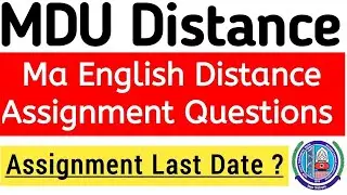 Mdu Distance Ma English Assignment 2024 | Mdu Distance Ma English assignment Last date 2024