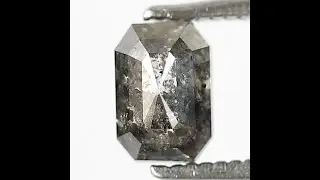1.02 CT Emerald Cut Grey Black Diamond: Natural Loose Diamond, 6mm