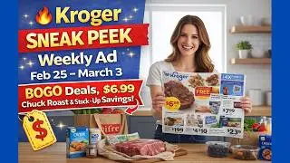 Kroger SNEAK PEEK Weekly Ad Feb 25 - March 3, 2026 (2/25 - 3/3)  BOGO Deals, $6 99 Chuck Roast & Sto