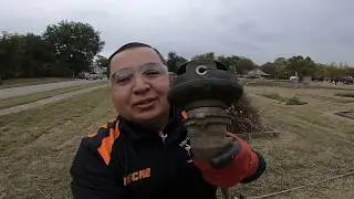 weedeater cutting really tall grass