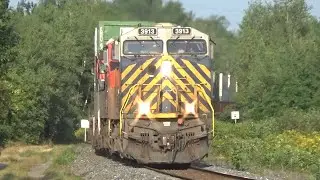 Friendly Horn Action! Class Leader ex CREX Gevo Leads Stack Train CN 120 w/DPU thru Moncton, NB