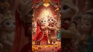 Cute Cat Wedding with Varmala Ceremony 🐱| Adorable Indian Animal Animation #cat #ai #kitten