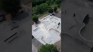 Nagatuck skatepark in CT #skatepark #transition #dji #mini3pro #drone #river #connecticut