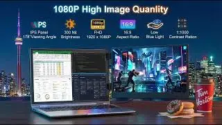 TUTT 14&rdquo; Single Portable Monitor, Dual Screen Extender, Built in Stand and Speakers, S1