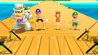 Step It Up Battle of the Minigames - Bowser Wedding vs Waluigi vs Daisy vs Luigi | Mario Party 9