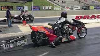 CRAZY Old School Nitro TOP FUEL Kawasaki KZ Motorcycle takes on Turbo Hayabusa Drag Bike! Old vs New