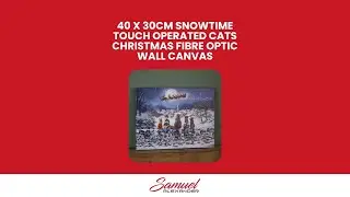 40 x 30cm Snowtime Touch Operated Cats Christmas Fibre Optic Wall Canvas