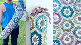Zen Crochet: создаём стильную и уникальную сумку для коврика для йоги в стиле &laquo;бабушкин квадрат&raquo;. Введение к полному уроку на Skillshare.