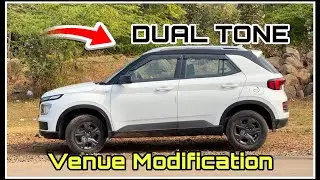 Hyundai Venue Dual Tone Roof Modification | Glossy Black Wrap Cost & Process#automobile #vlog #cars 