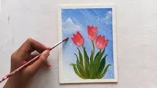 Tulip acrylic painting | Acrylic painting for beginners