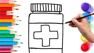 How To Draw cute medicine bottle Drawing, Painting & Coloring For Kids and Toddlers_ Child Art 🐋🌈