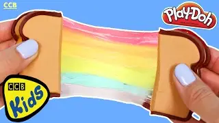 How to Make PLAY DOH Rainbow Slime Grilled Cheese | DIY Fun & Easy Play Dough Art! | CCB