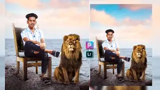 Realistic Photo Manipulation in Picsart Mobile || Lion photo editing || Smart chitta creation