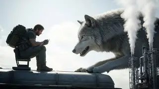 Man vs Giant Wolf Epic Post-Apocalyptic Showdown on a Rooftop