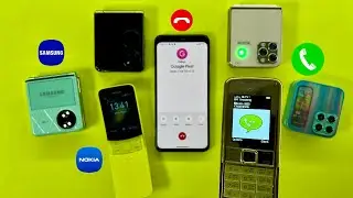 Google Pixel 4XL Calling on Nokia8800 + i15promax + Nokia8110 / Alarm Clock i18pro & Samsung Flip7
