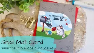 Открытка &laquo;Почта улитки&raquo; | Раскраска Copic для создателей открыток | Штампы Sunny Studio