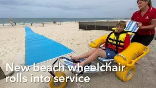 New beach wheelchair rolls into service on the Sunshine Coast