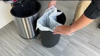 iTouchless SoftStep 5 Gal Semi-Round Kitchen Trash Can with AbsorbX Odor Filter