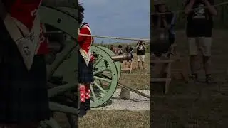 Cannon shooting Lion's Mound Waterloo