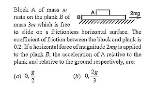 Friction - 2 block problem