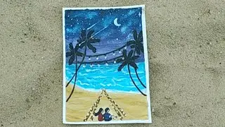Couple On Beach Painting Tutorial | Romantic Couples On Sea Beach Painting | Couple Painting