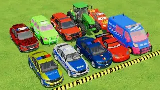 TRANSPORTING POLICE CARS, AMBULANCE, FIRE TRUCK, COLORFUL CARS WITH TRAIN - FS22 #166