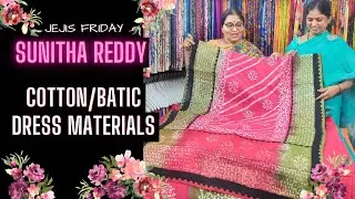 SR79 Cotton Dress Materials in Batik Prints | Salwar Suits | Sunitha Reddy with Jejis Vlogs