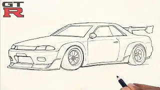 GT-R R32 Car Drawing Tutorial for Beginners