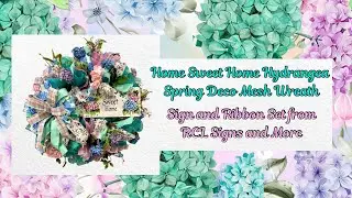 Home Sweet Home Hydrangea Deco Mesh Spring Wreath with Florals |Deco Mesh Stunning Wreath