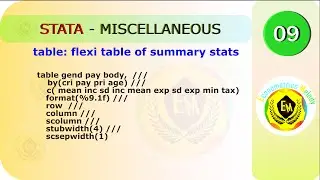 table = flexible table of summary statistics || STATA | Econometrics Melody | U/Graduate | Mphil/Phd