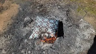 Burning Stuff 1052: Brown Teal Pillow