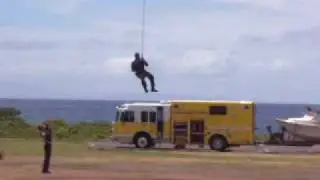 Honolulu Fireman Suspended from Helicopter Dunked in the Ocean - Part 1