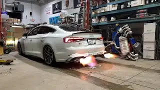 B9 S5 Stage 2 + Downpipe Sound FLAMES
